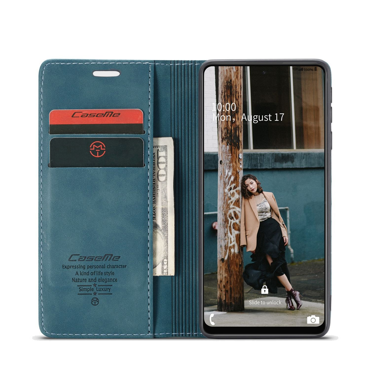 KÖNIG DESIGN Book Galaxy A72 5G, Bookcover, Case, Blau Samsung