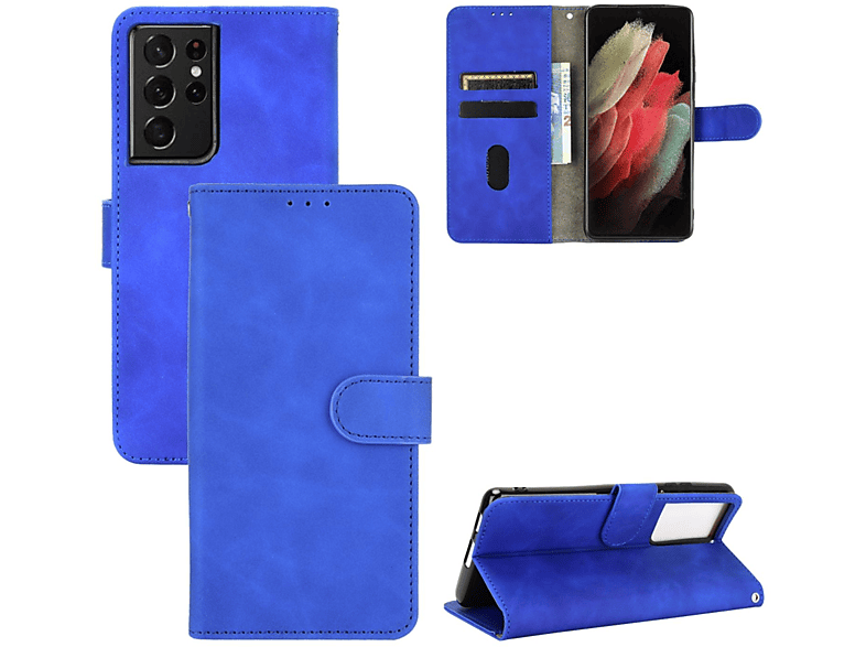 KÖNIG DESIGN Book Case, Blau Bookcover, Galaxy Ultra, S21 Samsung