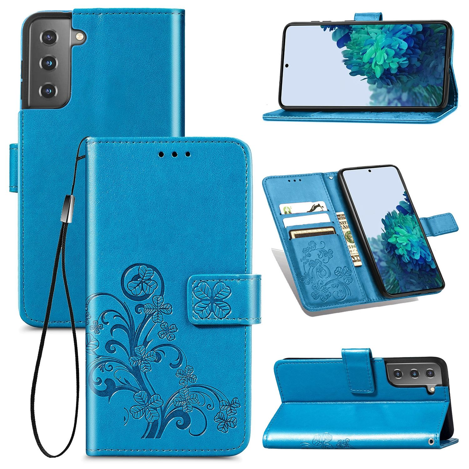 S21, Blau Case, Samsung, KÖNIG DESIGN Bookcover, Book Galaxy