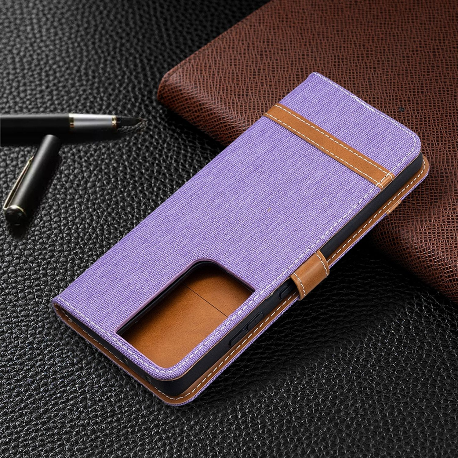 KÖNIG DESIGN S21 Samsung, Ultra, Case, Book Violett Galaxy Bookcover