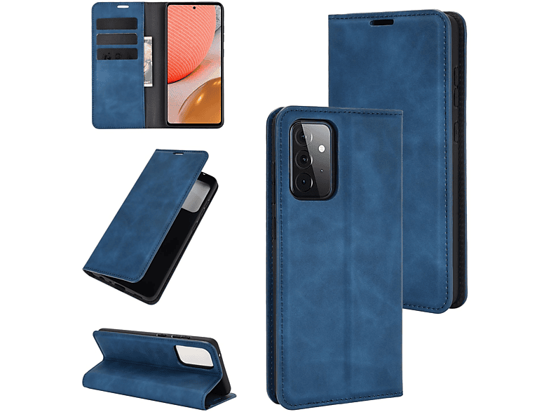 KÖNIG DESIGN Book Case, Bookcover, Blau A72 Samsung, Galaxy 5G
