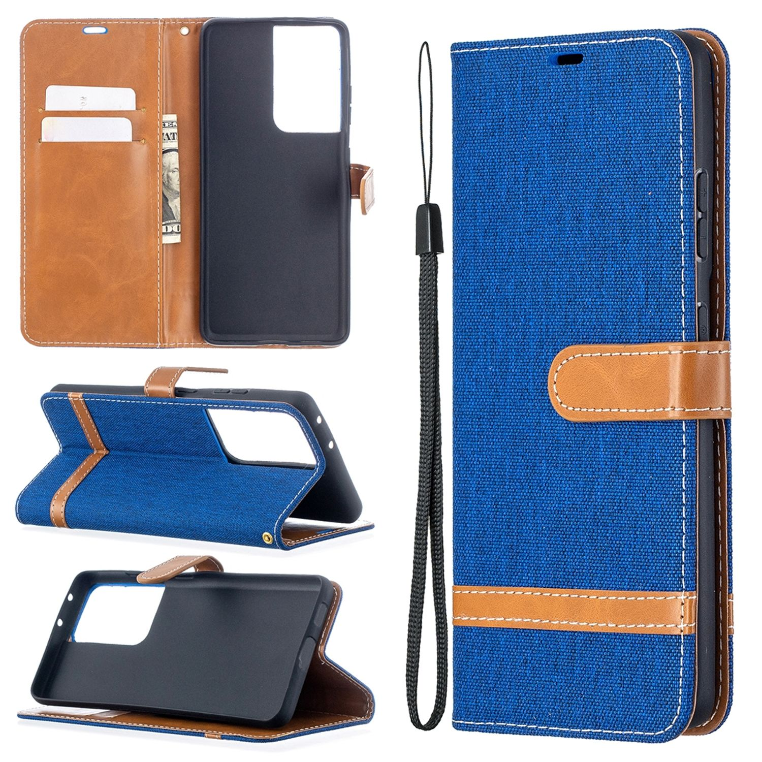 KÖNIG DESIGN Book Case, Bookcover, Ultra, Galaxy Samsung, S21 Blau