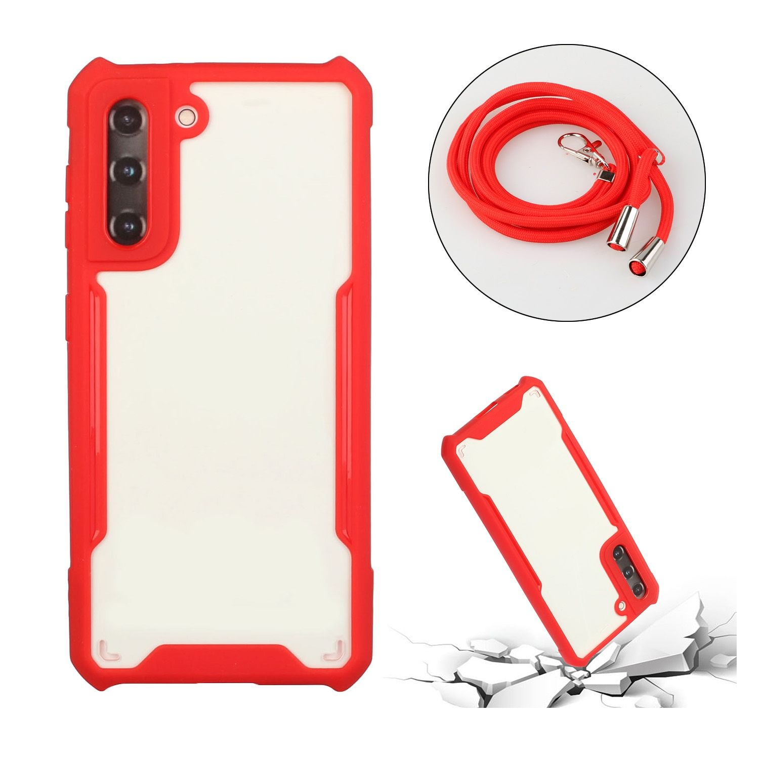 KÖNIG DESIGN Galaxy Rot S21, Case, Umhängetasche, Samsung