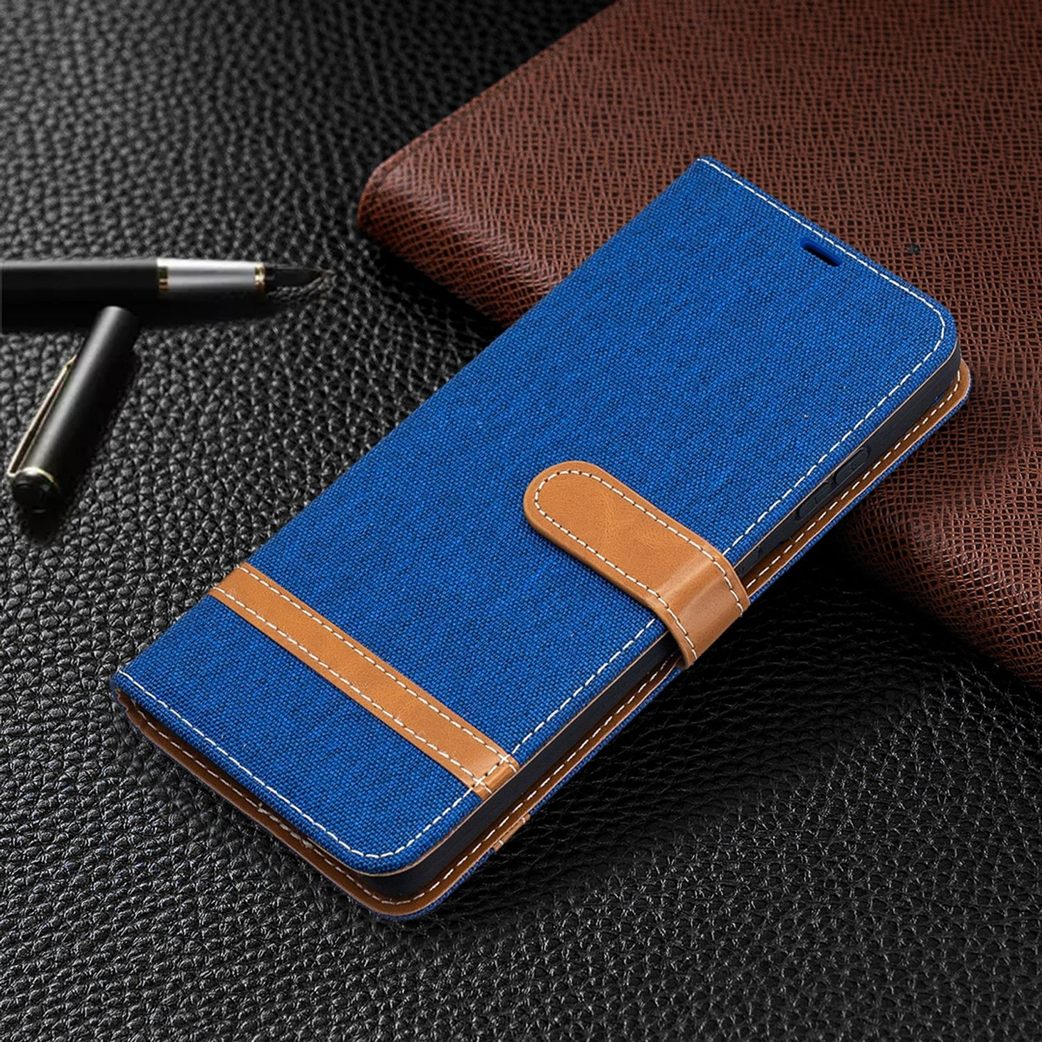 KÖNIG DESIGN Book Case, Bookcover, S21 Galaxy Samsung, Ultra, Blau