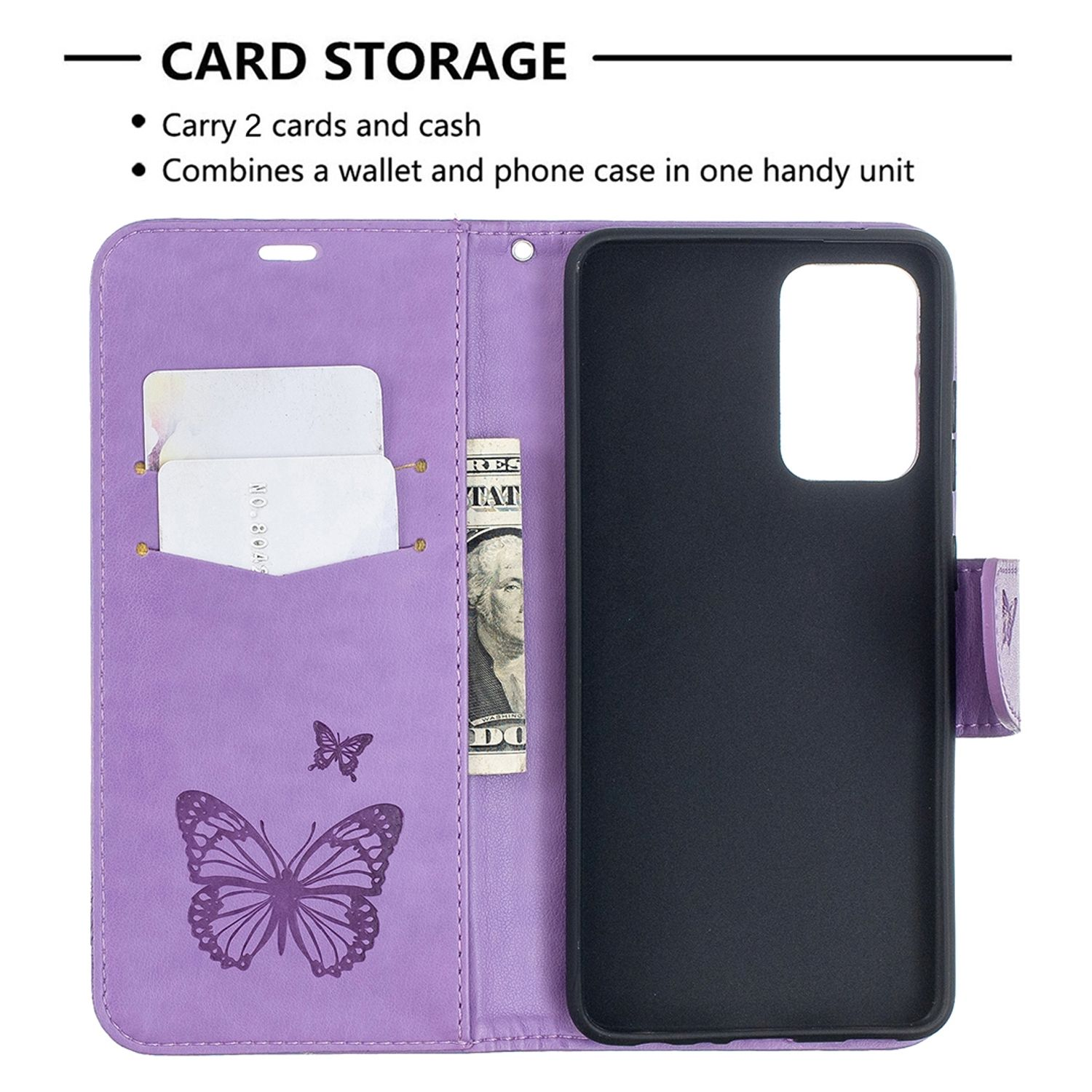 A52 KÖNIG 4G / DESIGN / Book Samsung, 5G Case, Galaxy A52s, Bookcover, Violett