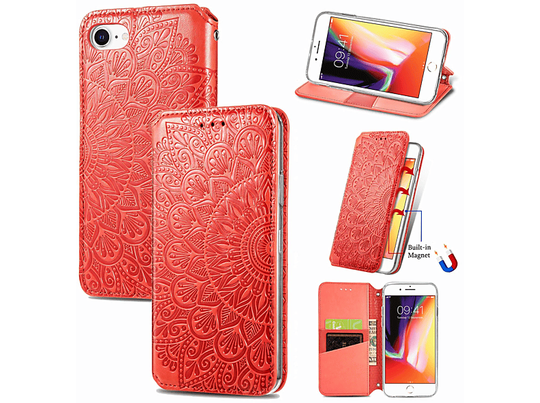 7 iPhone DESIGN Case, / SE Rot 2020 8 Book Bookcover, / 2022, Apple, KÖNIG /