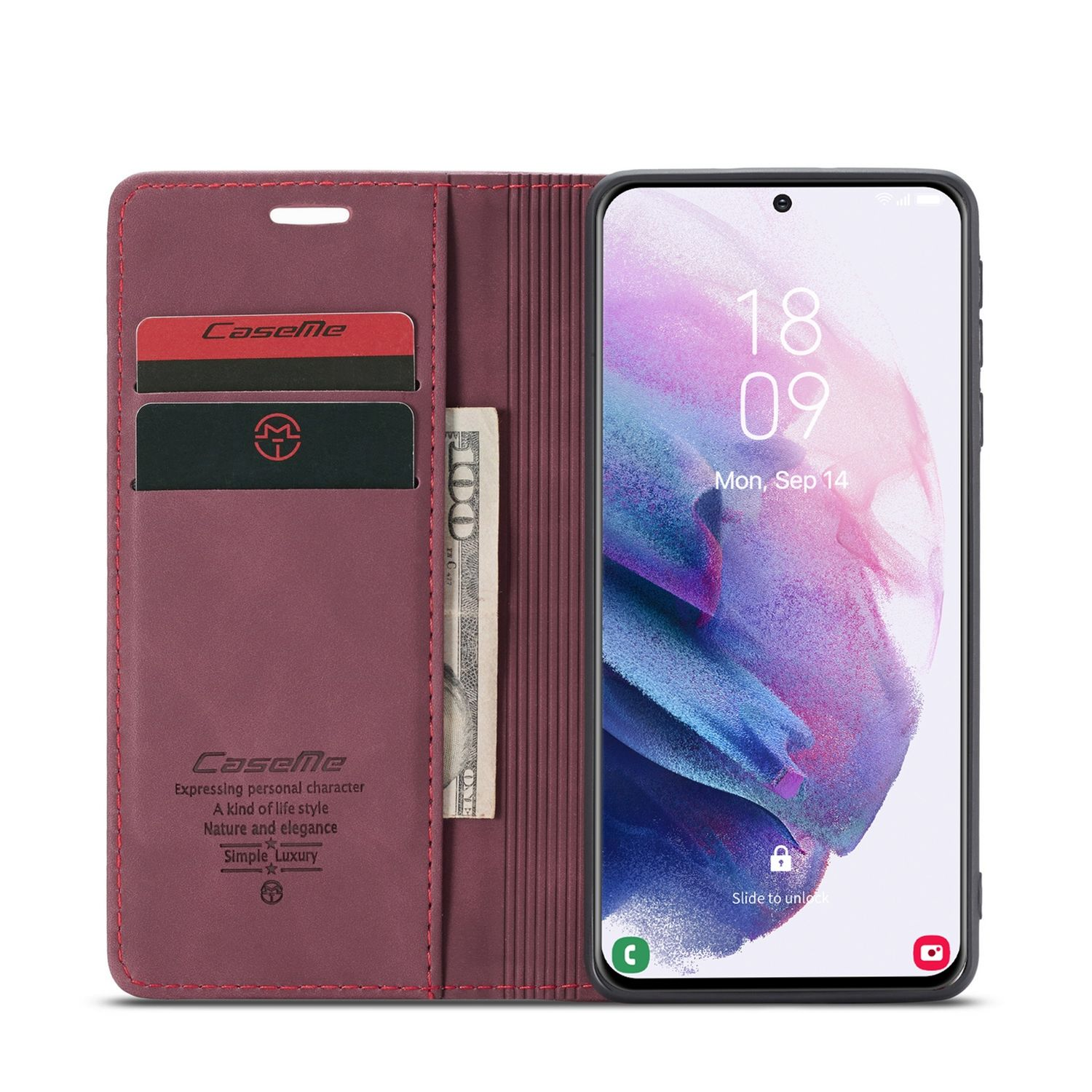 KÖNIG DESIGN Book Case, Samsung, Rot Galaxy Bookcover, Plus, S21