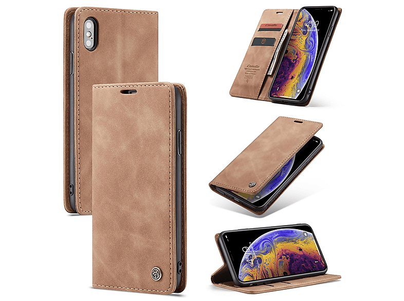 KÖNIG DESIGN Book Case, Bookcover, Apple, iPhone XS Max, Braun