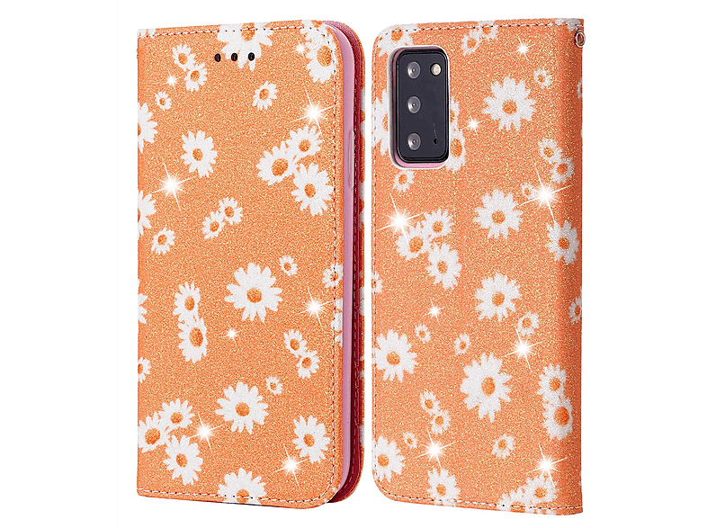 KÖNIG DESIGN Book Case, Bookcover, Samsung, Galaxy Note 20, Orange