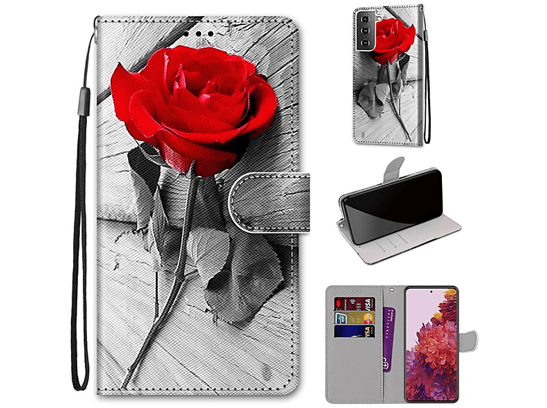 KÖNIG DESIGN Book Case, Samsung, Galaxy S21, Bookcover, Rot