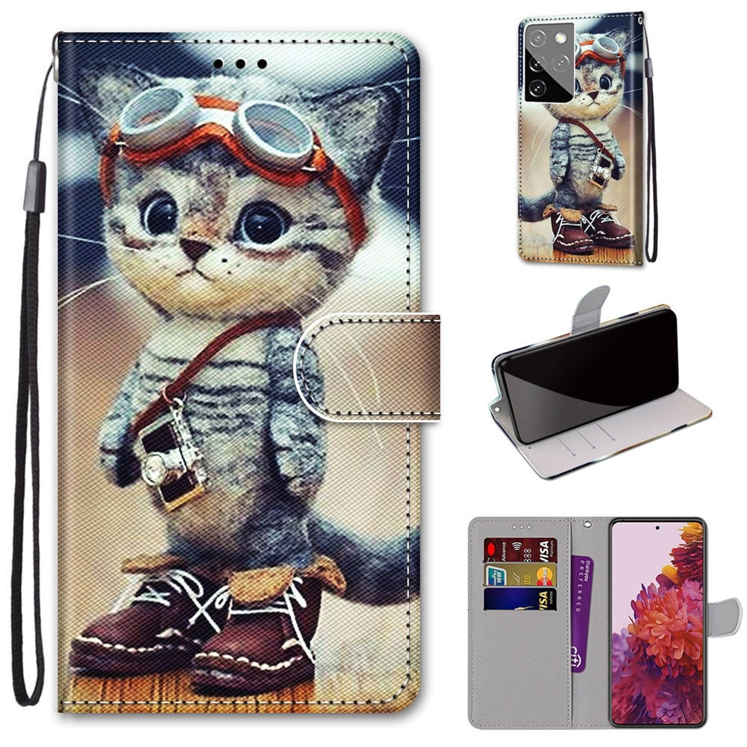 Book Samsung, Galaxy Ultra, Bookcover, Mehrfarbig Case, KÖNIG S21 DESIGN