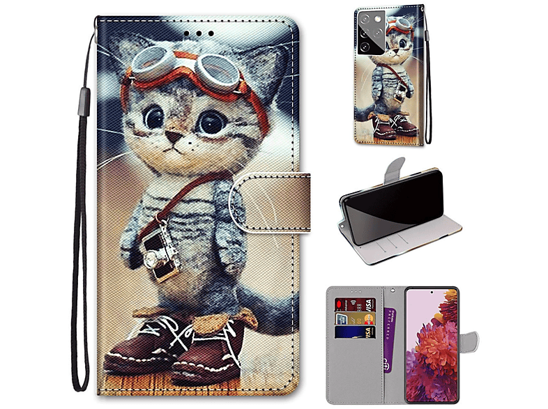 KÖNIG DESIGN Book Case, Galaxy Samsung, S21 Bookcover, Ultra, Mehrfarbig