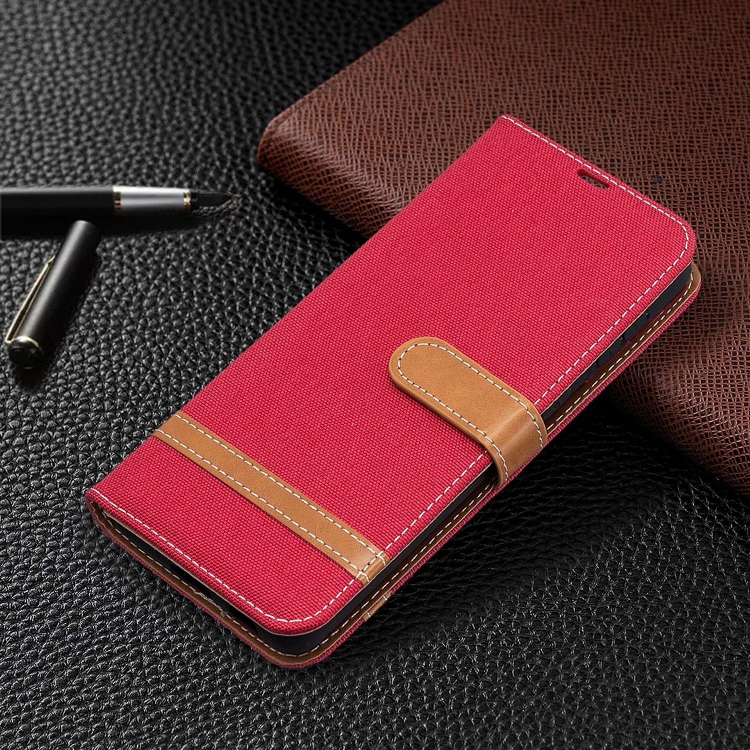 KÖNIG DESIGN Book Case, Rot Galaxy Bookcover, Plus, S21 Samsung