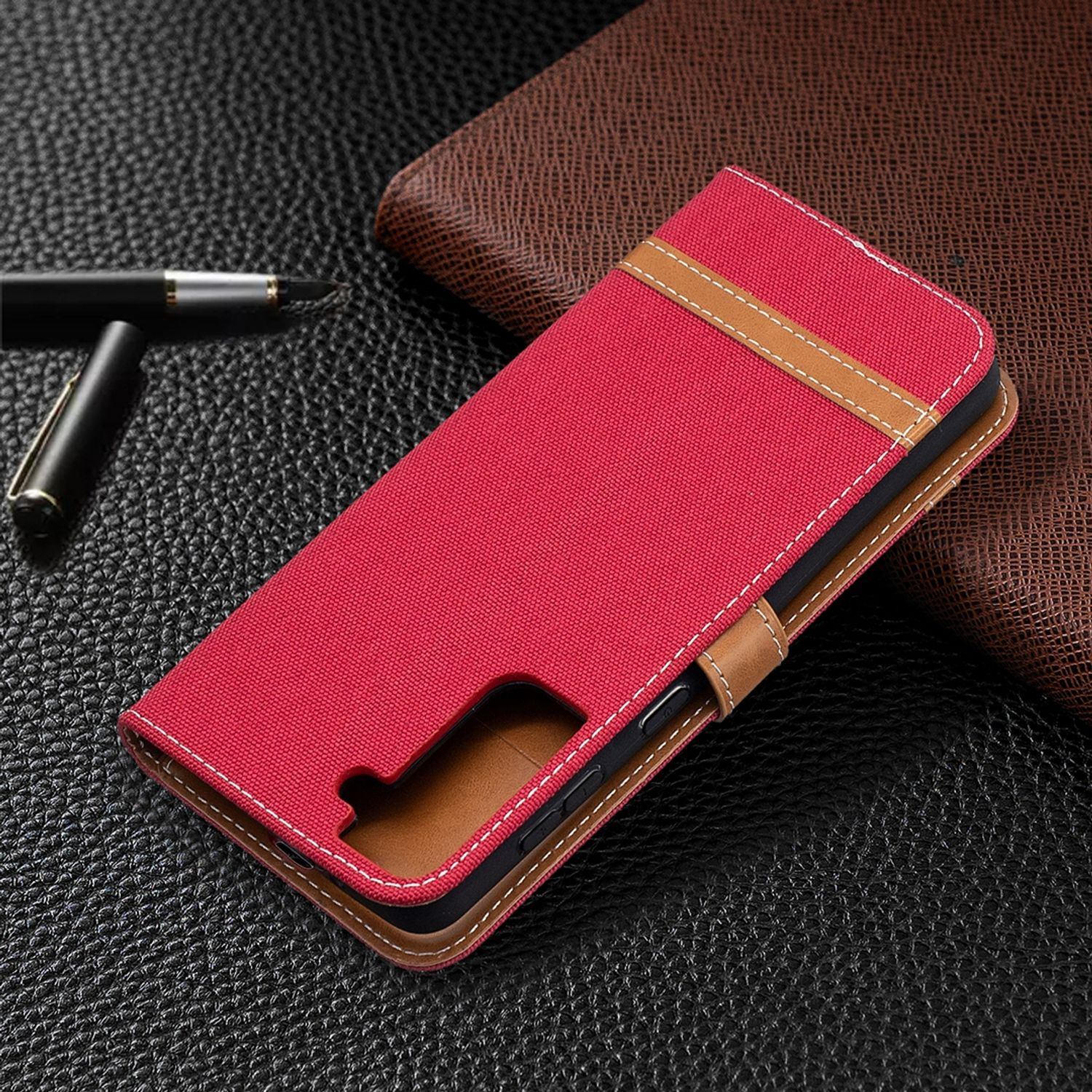 Galaxy S21 DESIGN Bookcover, Samsung, Plus, Book Case, KÖNIG Rot