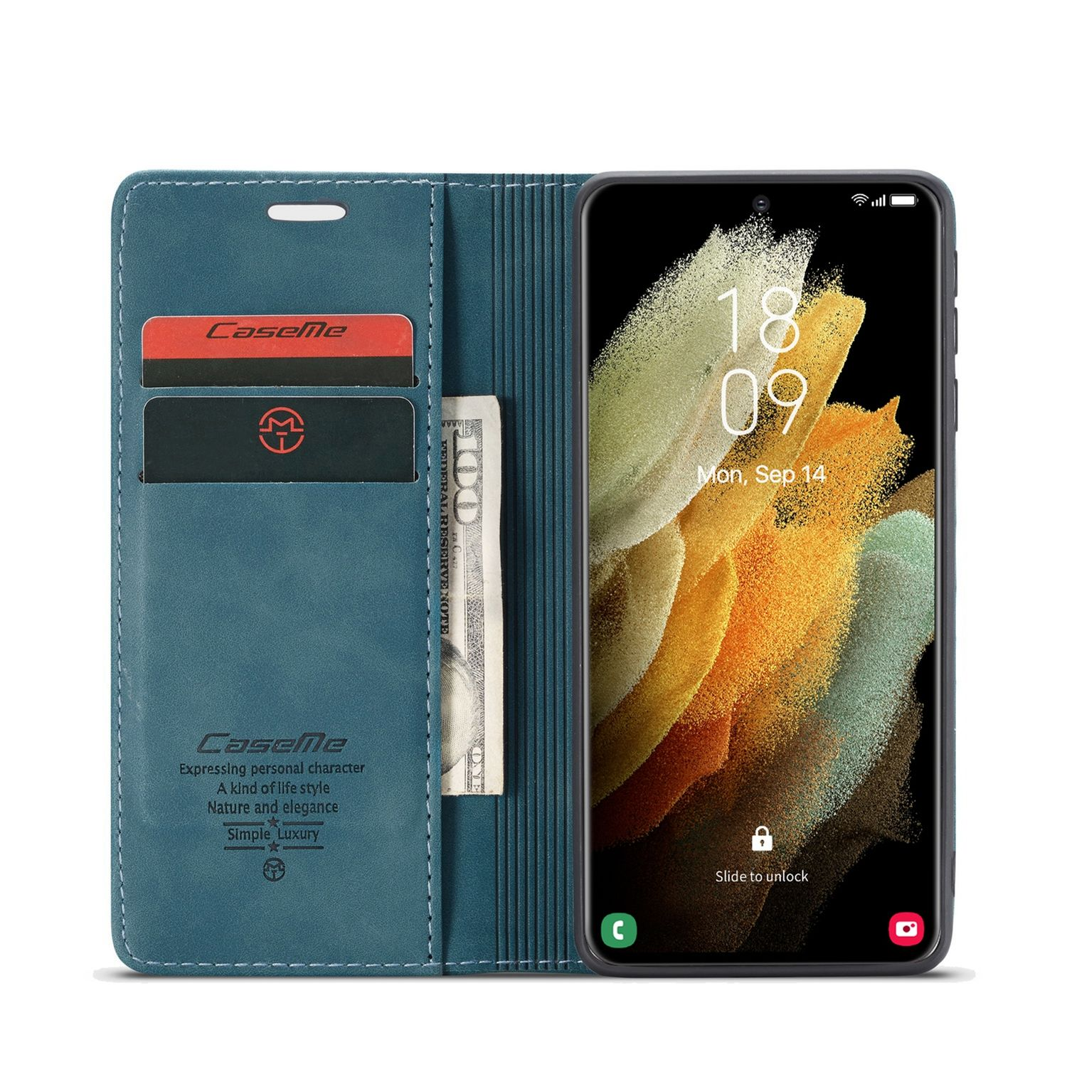 KÖNIG Samsung, DESIGN Case, Galaxy Bookcover, S21 Ultra, Blau Book