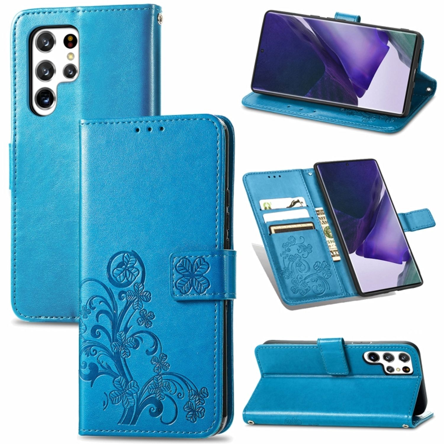 Ultra Blau Samsung, Galaxy KÖNIG S22 5G, Book DESIGN Bookcover, Case,