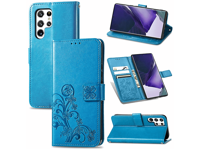 KÖNIG DESIGN Book Case, 5G, Bookcover, Ultra Samsung, S22 Galaxy Blau