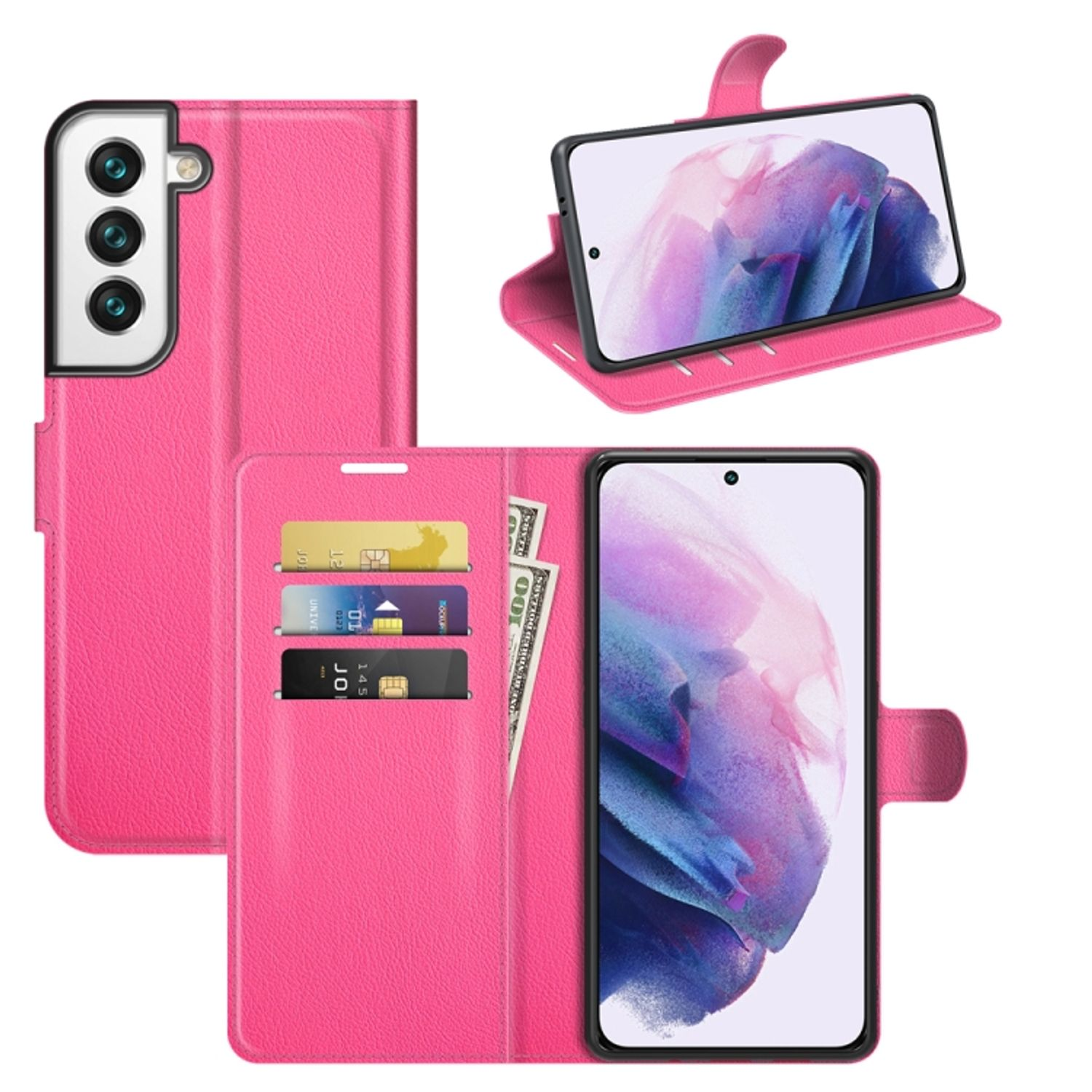KÖNIG DESIGN Book Case, S22 Galaxy 5G, Plus Samsung, Rose Bookcover, Rot