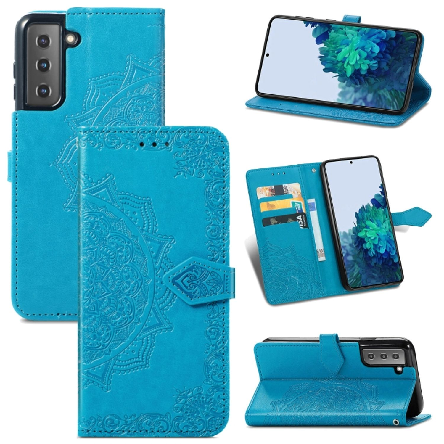 KÖNIG DESIGN Book Case, Samsung, Bookcover, Blau S22 Galaxy 5G