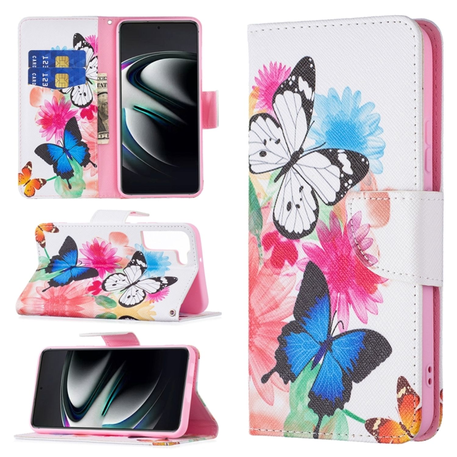 KÖNIG DESIGN Schmetterlinge Galaxy Case, S22 Book Plus Samsung, 5G, Bookcover