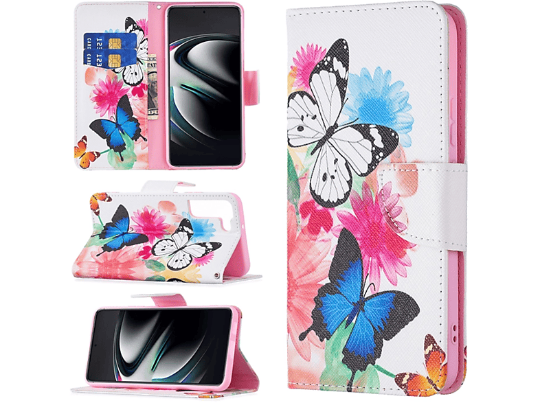 KÖNIG DESIGN Book Case, Bookcover, Samsung, Galaxy S22 Plus 5G, Schmetterlinge