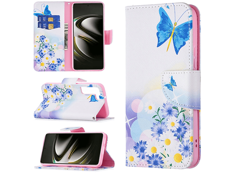 KÖNIG DESIGN Book Case, Bookcover, Samsung, Galaxy S22 5G, Schmetterlingsliebe