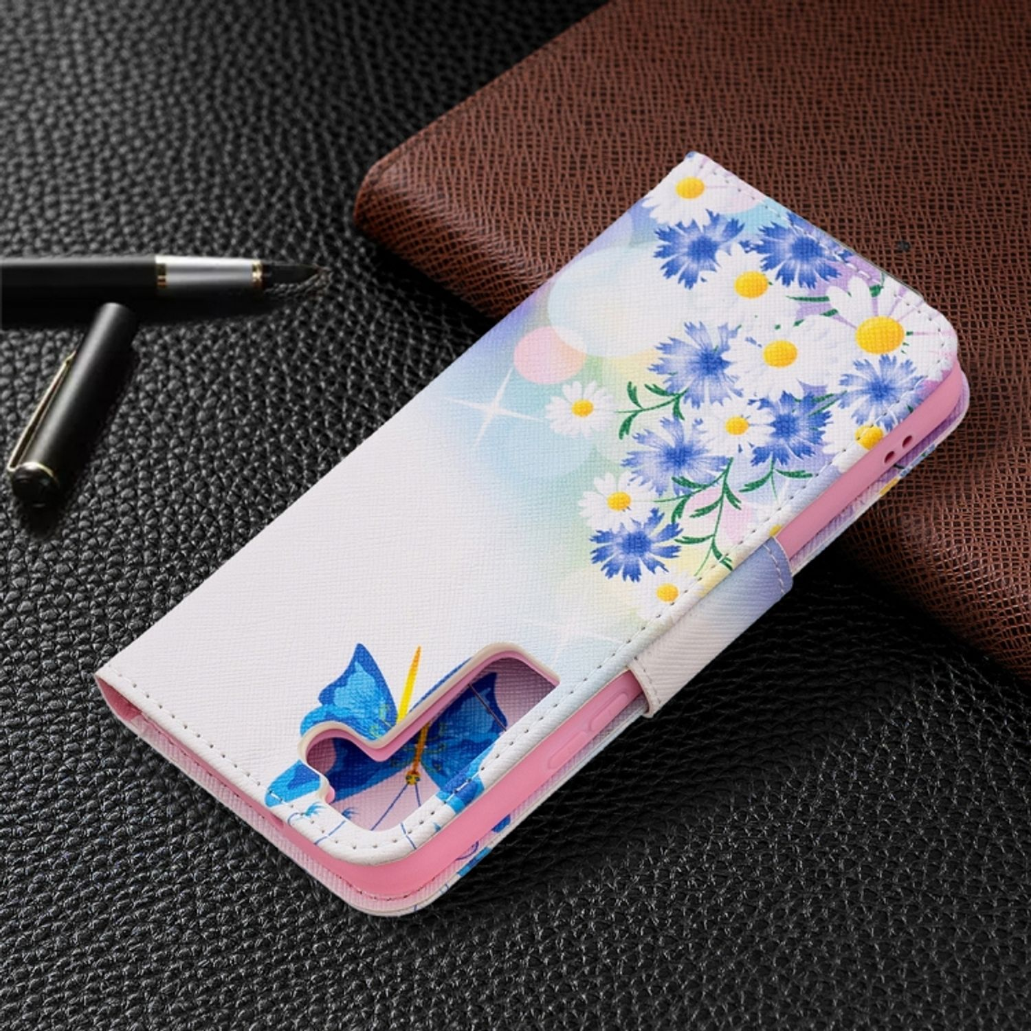 KÖNIG DESIGN Book Samsung, S22 Case, Galaxy 5G, Bookcover, Schmetterlingsliebe