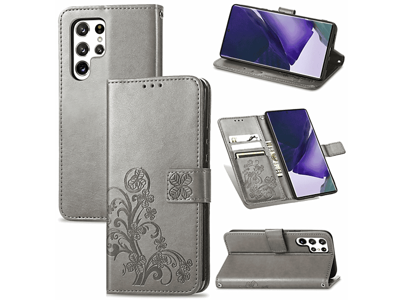 Ultra S22 DESIGN Bookcover, Galaxy Grau Samsung, KÖNIG Case, 5G, Book