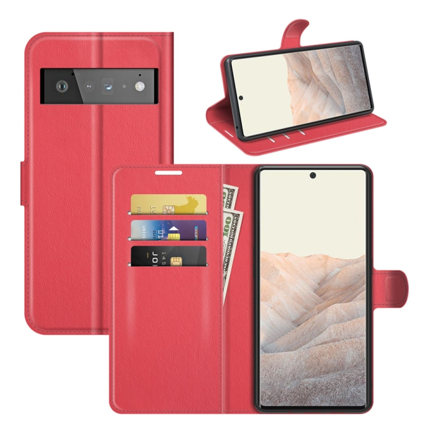 KÖNIG DESIGN Book Google, Pixel Bookcover, Rot Pro, Case, 6