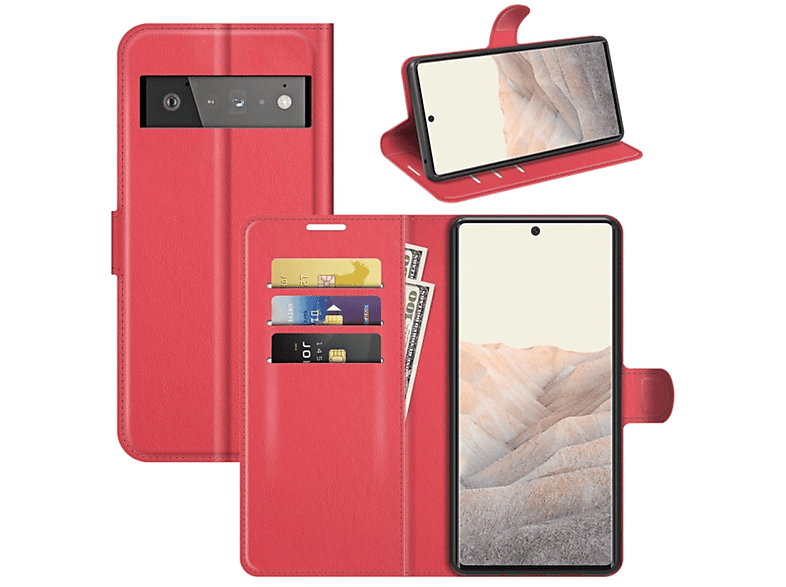 KÖNIG DESIGN Book Case, Bookcover, Google, Pixel 6 Pro, Rot