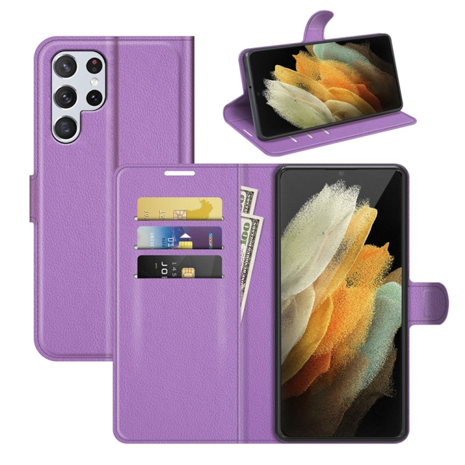 KÖNIG DESIGN Book Case, Bookcover, Ultra S22 Galaxy 5G, Samsung, Violett