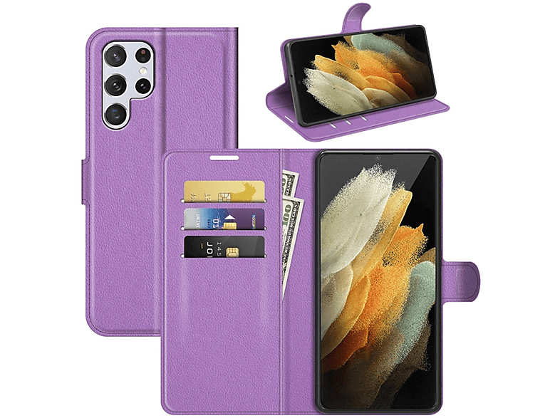 KÖNIG DESIGN Book Case, Bookcover, S22 Galaxy 5G, Samsung, Violett Ultra