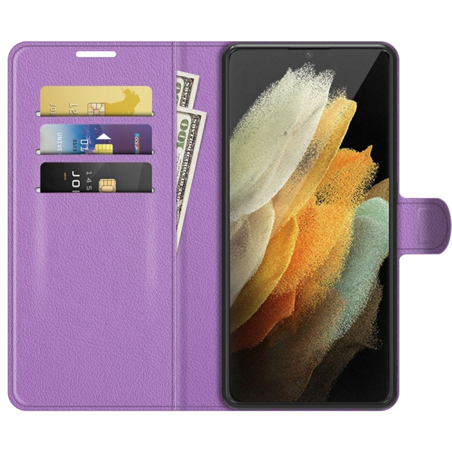 KÖNIG DESIGN Book Case, Bookcover, S22 Galaxy 5G, Samsung, Violett Ultra