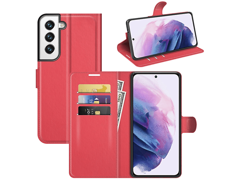 KÖNIG DESIGN Book Case, Bookcover, S22 Galaxy Samsung, 5G, Rot