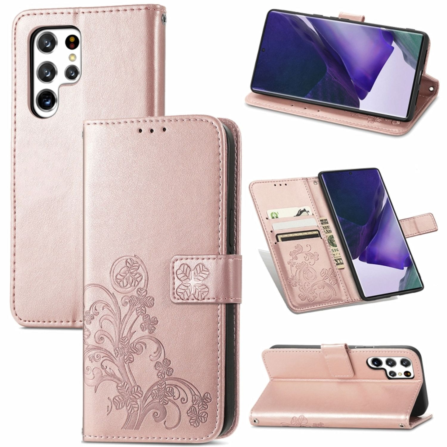 KÖNIG DESIGN Book Case, Samsung, Galaxy 5G, Rose Gold Ultra S22 Bookcover