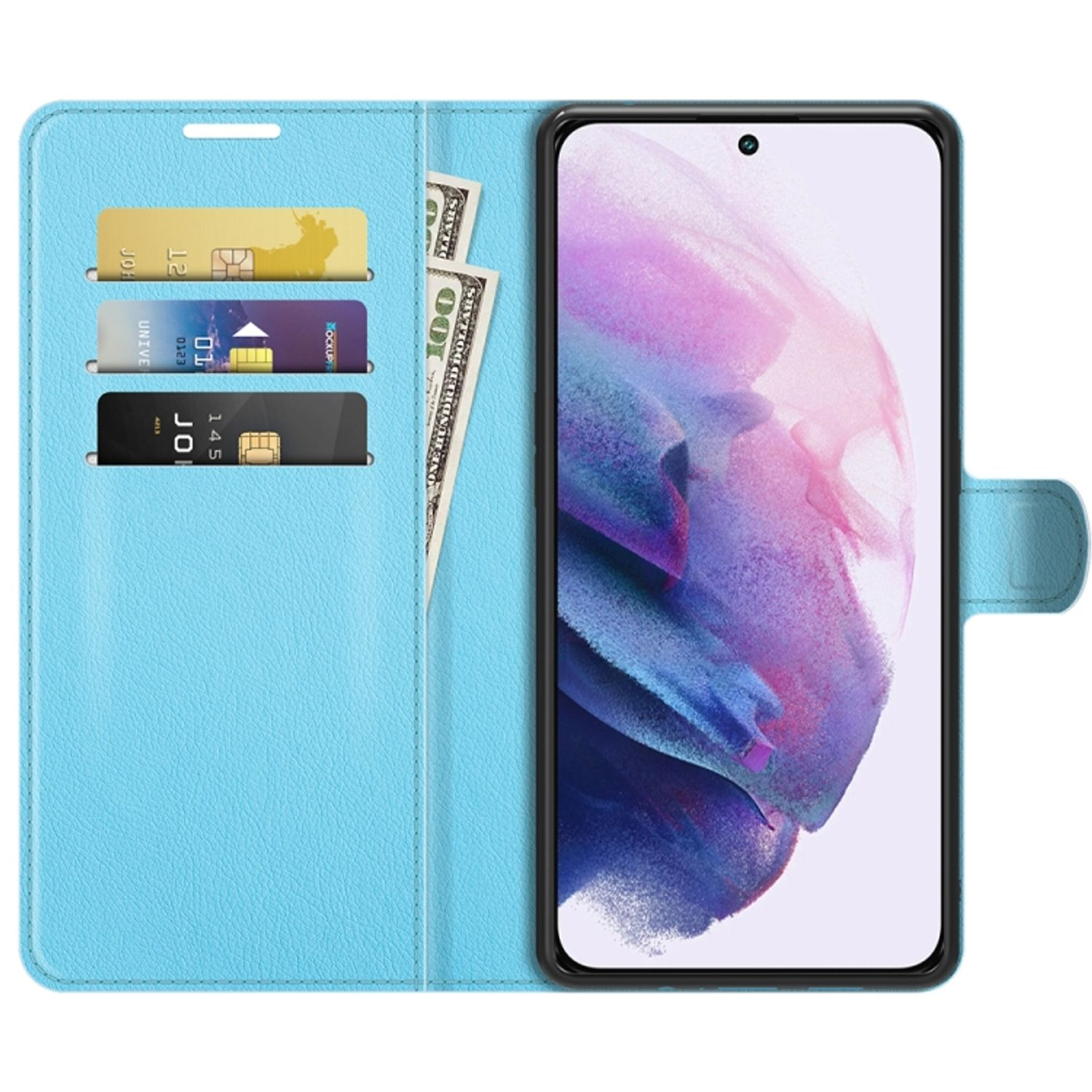 KÖNIG DESIGN Book Case, Bookcover, Blau Galaxy 5G, Samsung, S22