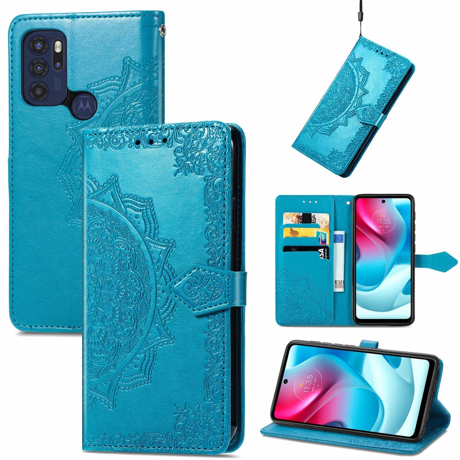 KÖNIG DESIGN Book Case, Moto G60S, Blau Bookcover, Motorola