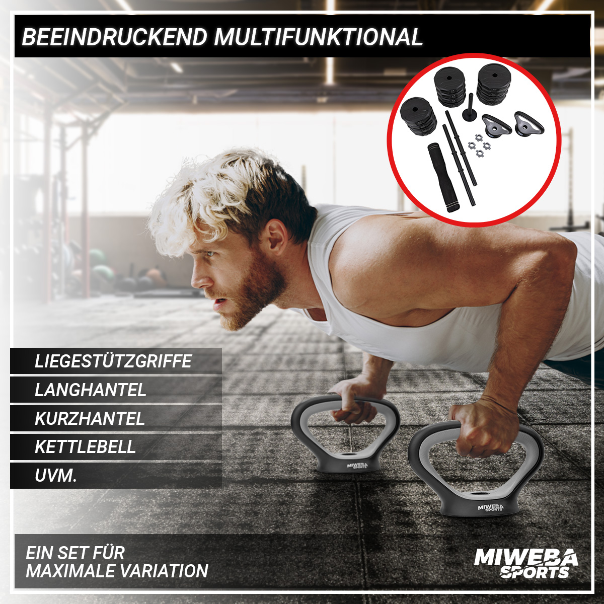 MIWEBA SPORTS 6in1 Hanteln schwarz Set