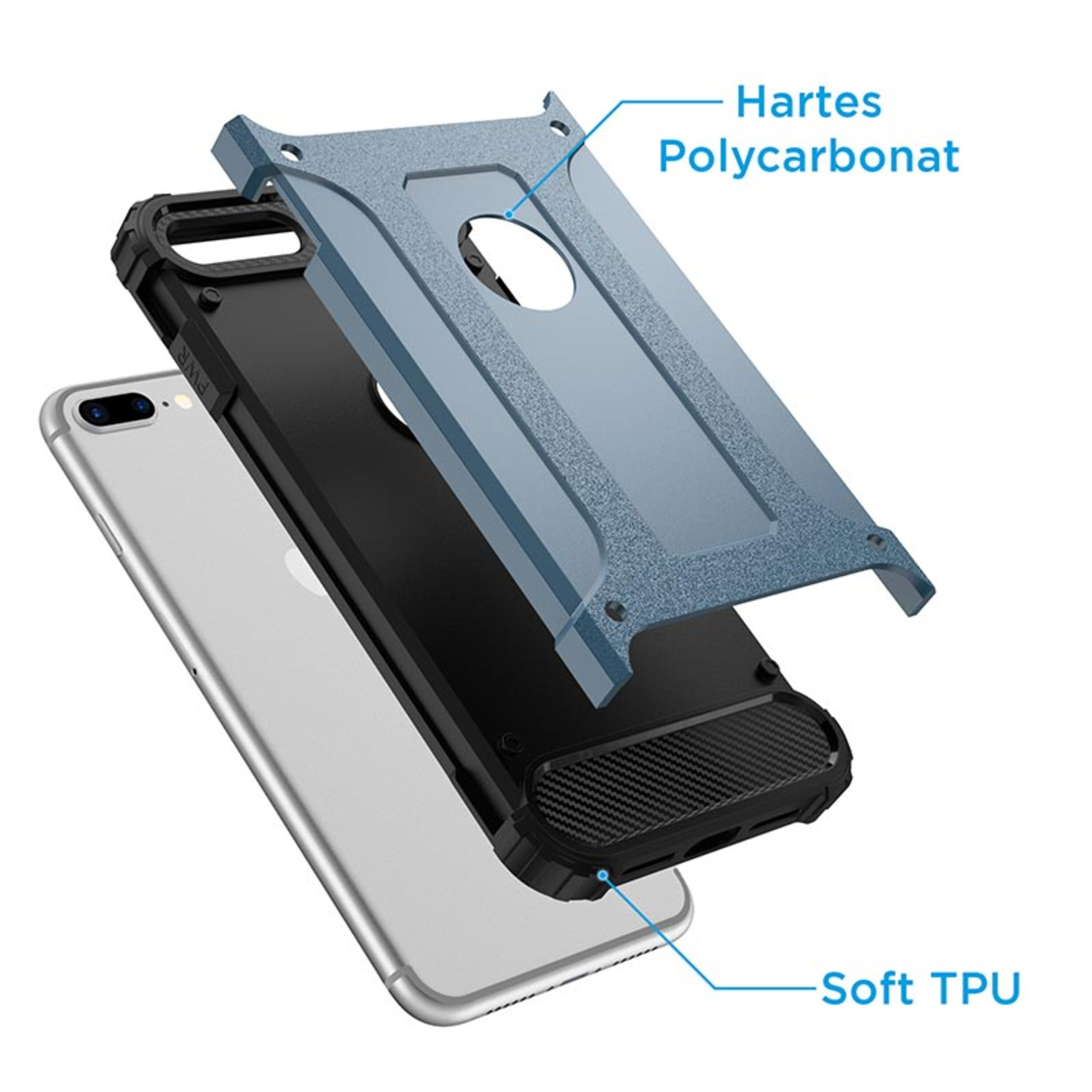 8 Plus, Armor Backcover, iPhone, 8 für Handyhülle HBASICS PLUS, IPhone Navy