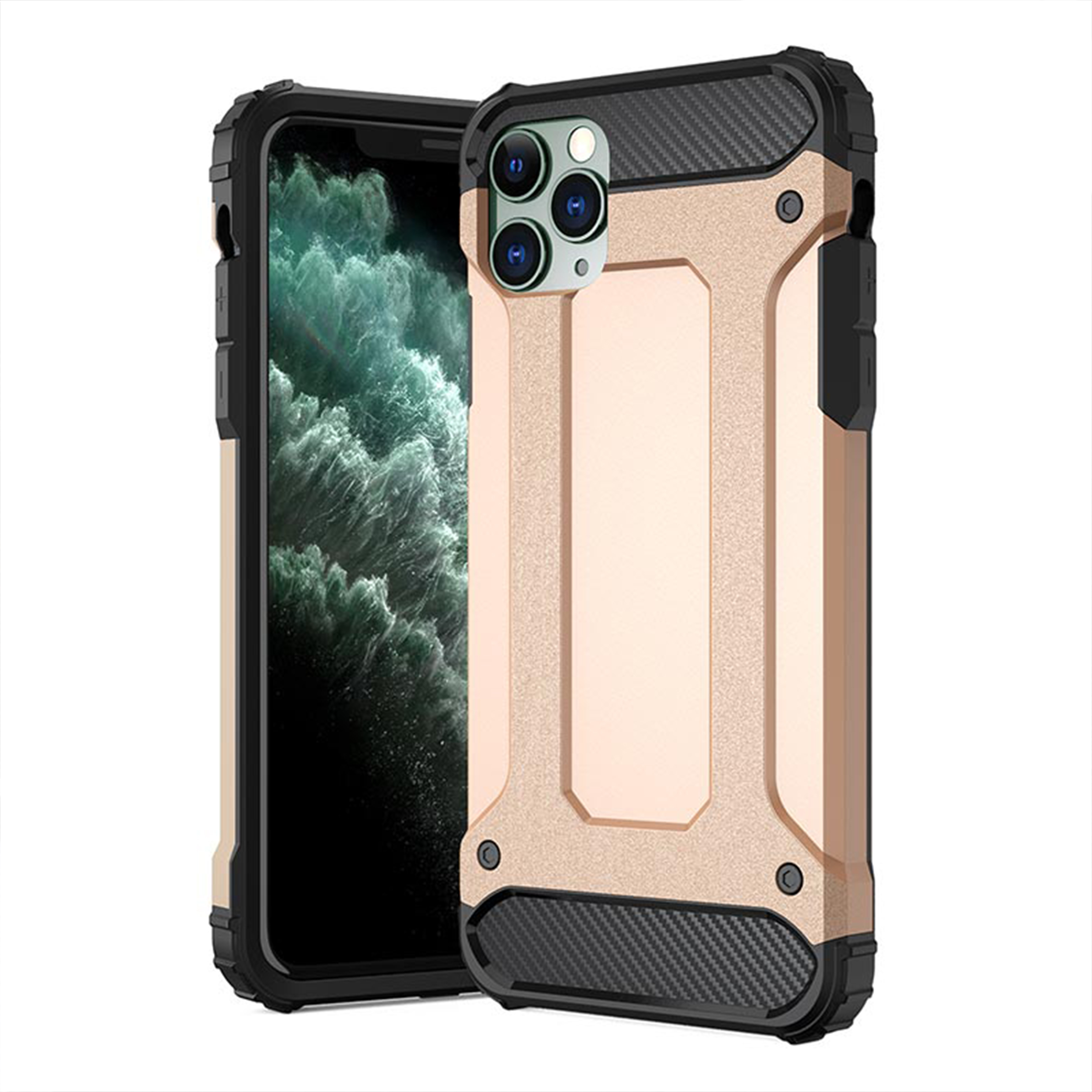 PRO Handyhülle IPhone Gold MAX, 11 PRO Armor Backcover, 11 iPhone, HBASICS Rose für MAX,