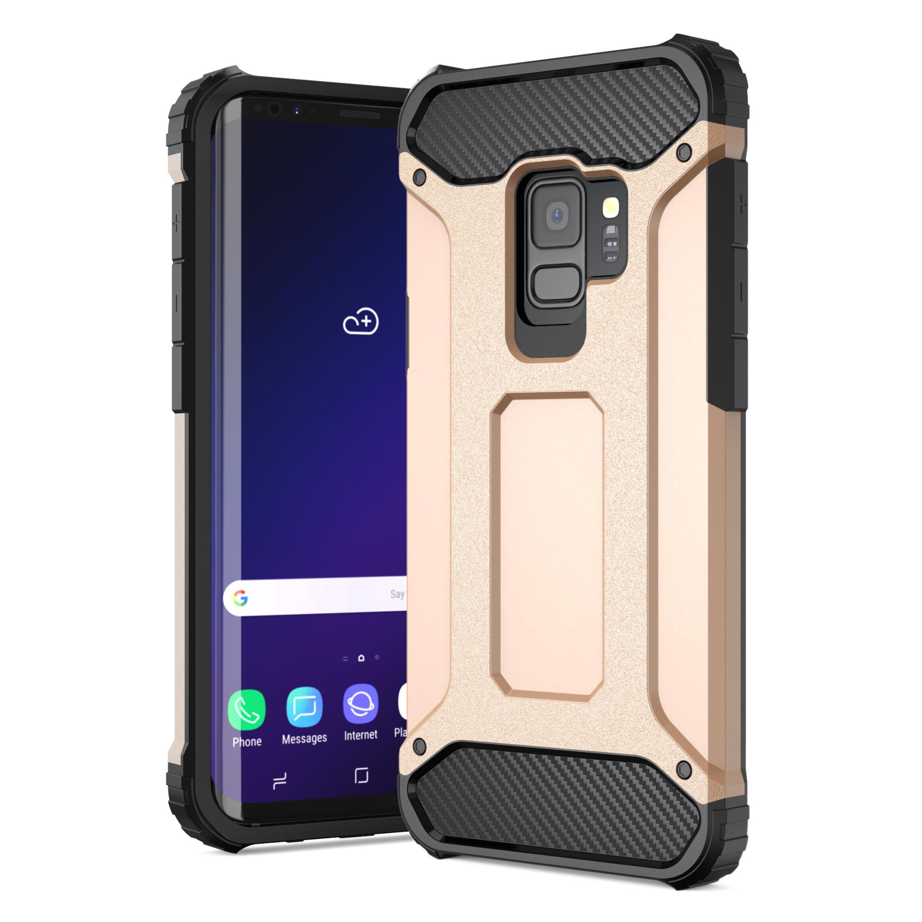 HBASICS Armor Handyhülle für Samsung Galaxy, A50, Rose Samsung Gold Galaxy A50, Backcover