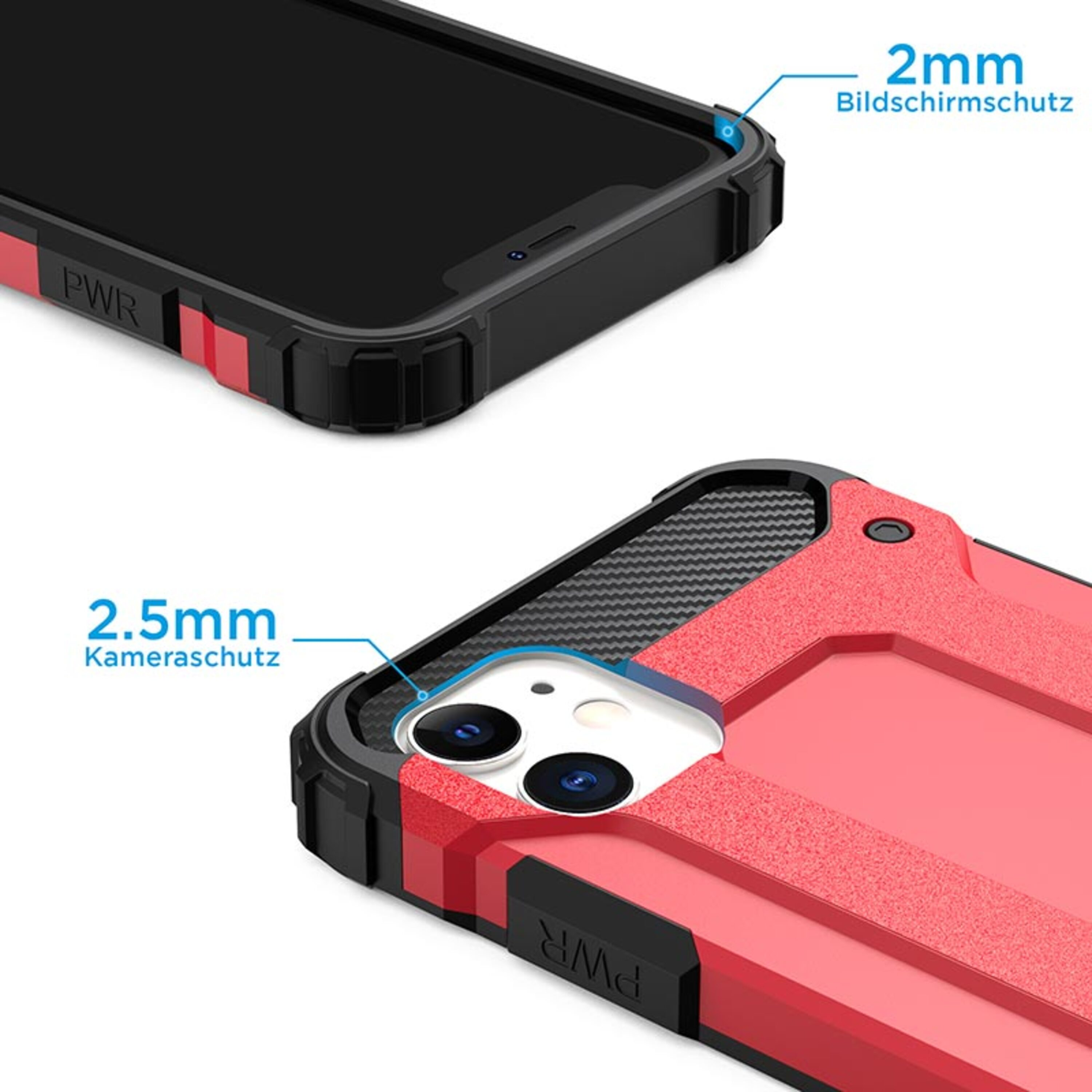 Backcover, iPhone, 8, Handyhülle für Armor HBASICS IPhone 8, Rot