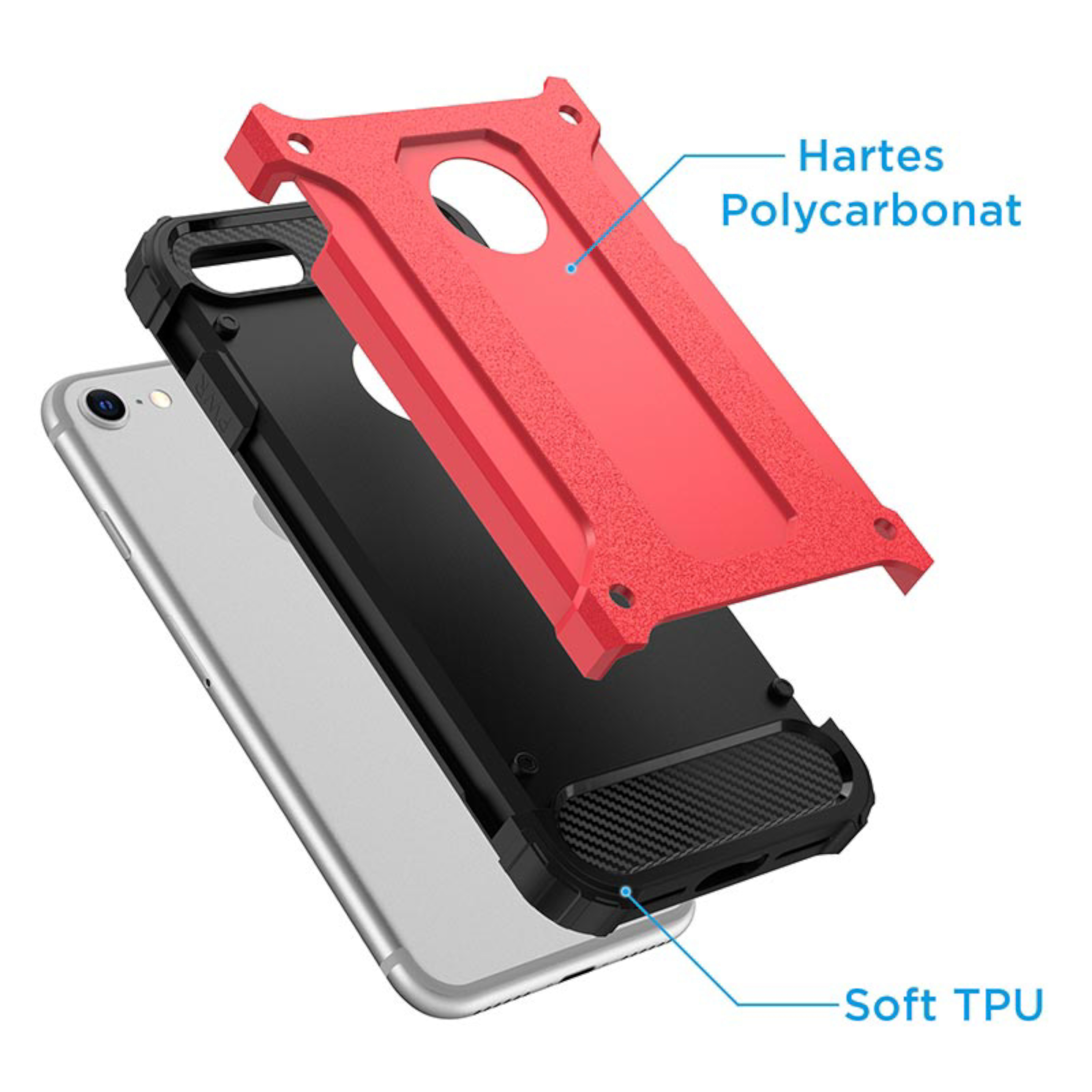 iPhone, 8, Rot Armor Handyhülle Backcover, HBASICS 8, IPhone für