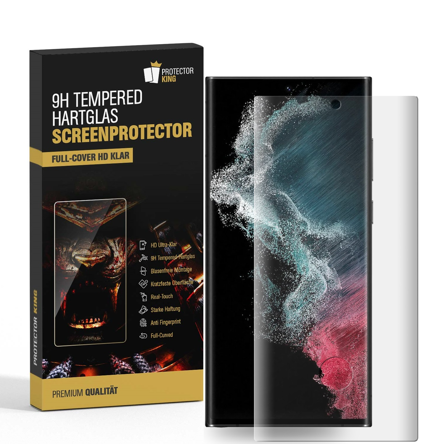 PROTECTORKING 1x Schutzglas HD Samsung KLAR Panzerglas Displayschutzfolie(für 9H CURVED Ultra) S23 FULL Galaxy