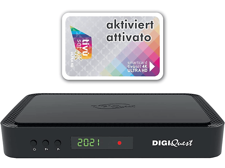 DIGIQUEST Q90 inkl. Aktiver TiVuSat Karte Sat-Receiver (Schwarz)