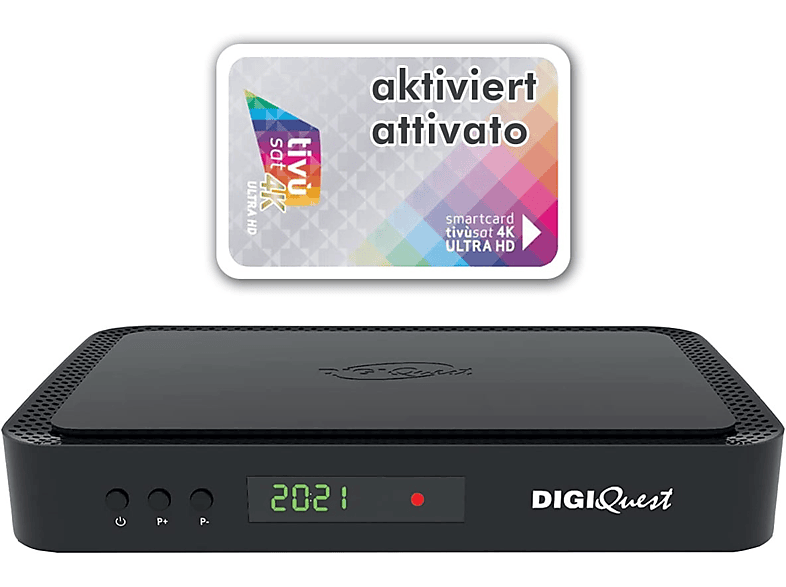 DIGIQUEST Q90 inkl. Aktiver TiVuSat Karte SatReceiver (Schwarz