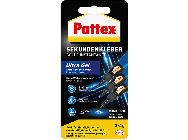 PATTEX Ultra Gel Mini Transparent Trio Sekundenkleber
