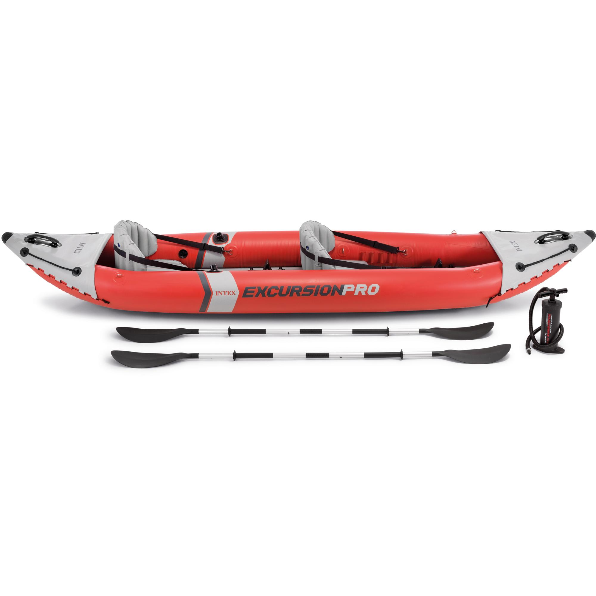 INTEX 68309NP Excursion Set Pro mehrfarbig Kayak Pumpe) K2 + (inkl. Alu-Paddel Boot