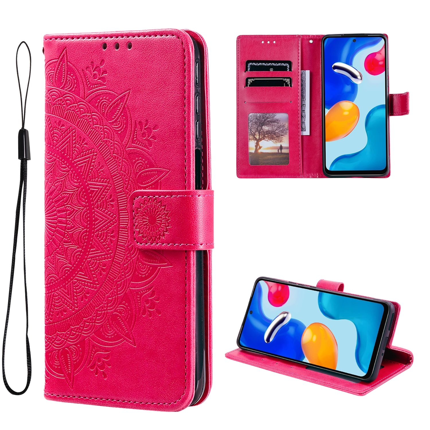 / Note Book DESIGN Note Xiaomi, Redmi 11 Global, Bookcover, 11S KÖNIG Case, Rot