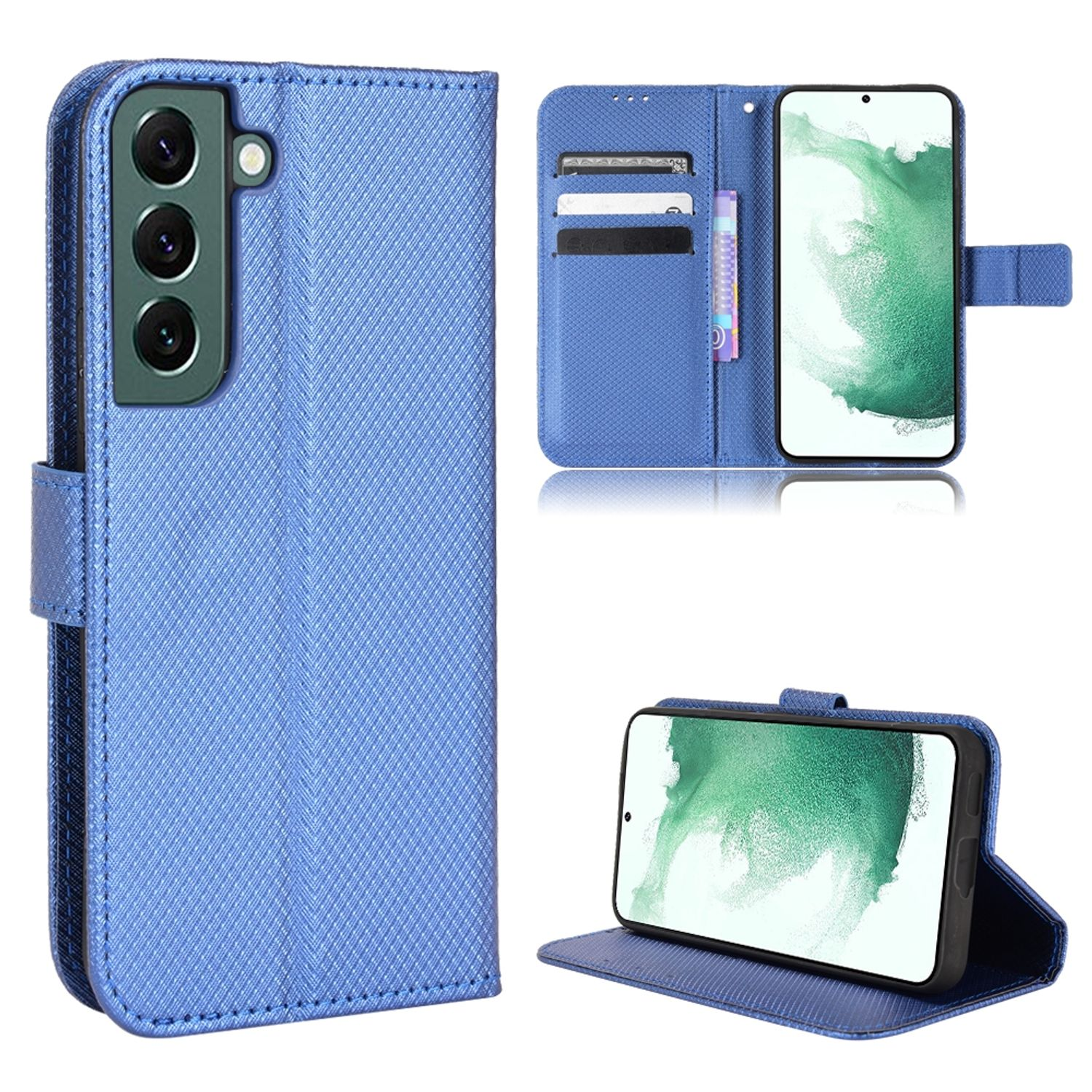 KÖNIG DESIGN Book Case, Bookcover, Galaxy 5G, S22 Samsung, Blau